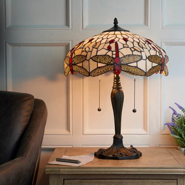 Endon 64085 - Stolná lampa Tiffany DRAGONFLY 2xE27/60W/230V pr. 41 cm