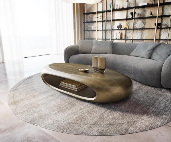 DELIFE Konferenčný stolík Sinor 140x65 cm metalická zlatá