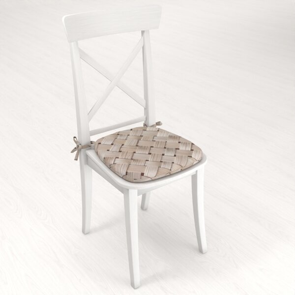 Biante Oblý podsedák Terra TRA-002 Béžový pletený vzor - 39x37x3 cm