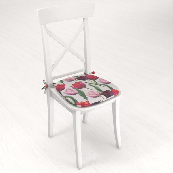 Biante Oblý podsedák Terra TRA-001 Tulipány na dymovo sivom - 39x37x3 cm