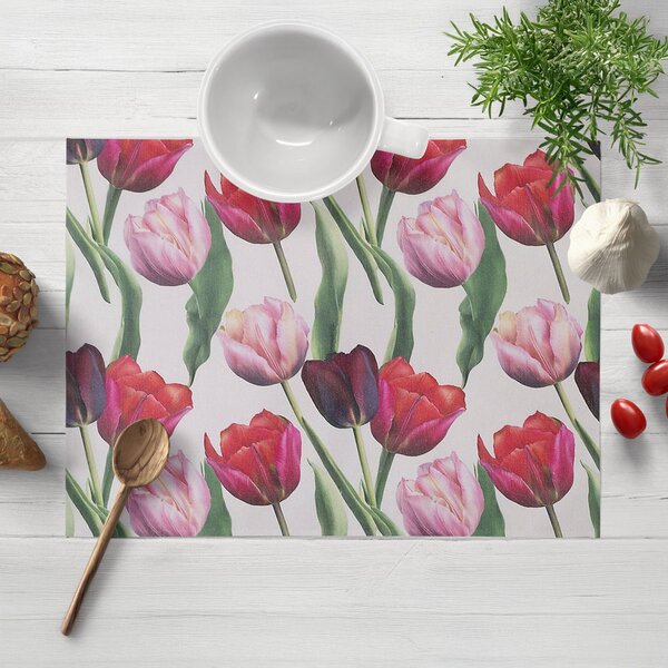 Biante Dekoračné prestieranie na stôl Terra TRA-001 Tulipány na dymovo sivom 30x40 cm