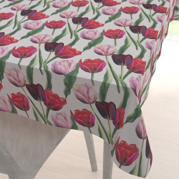 Biante Dekoračný obdĺžnikový obrus Terra TRA-001 Tulipány na dymovo sivom 50x100 cm
