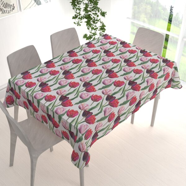 Biante Dekoračný obdĺžnikový obrus Terra TRA-001 Tulipány na dymovo sivom 50x100 cm