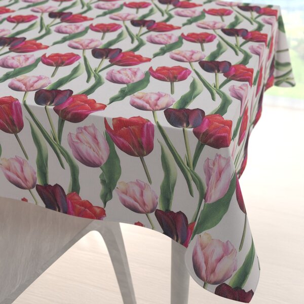 Biante Dekoračný štvorcový obrus Terra TRA-001 Tulipány na dymovo sivom 40x40 cm