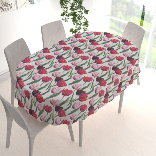 Biante Dekoračný oválny obrus Terra TRA-001 Tulipány na dymovo sivom 50x100 cm