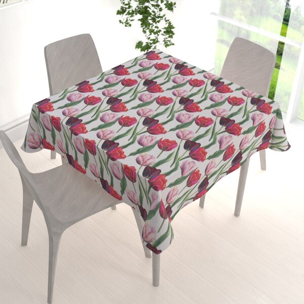 Biante Dekoračný štvorcový obrus Terra TRA-001 Tulipány na dymovo sivom 40x40 cm