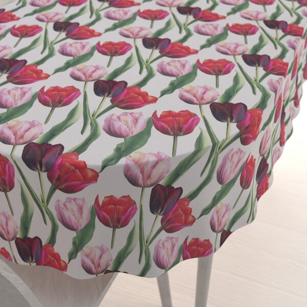 Biante Dekoračný oválny obrus Terra TRA-001 Tulipány na dymovo sivom 50x100 cm