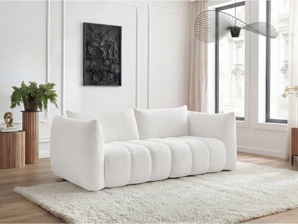 Biela pohovka z textílie buklé 234 cm Azra – Bobochic Paris