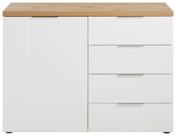 ŠIROKÁ KOMODA, biela, farba duba, 120/89/43 cm Xora - Komody