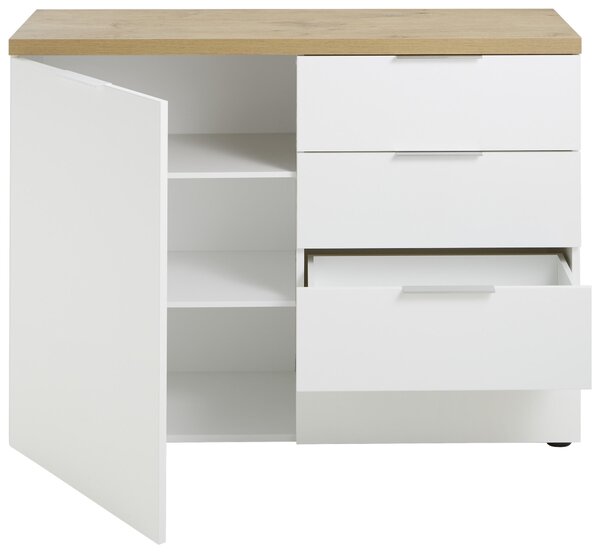 ŠIROKÁ KOMODA, biela, farba duba, 120/89/43 cm Xora - Komody