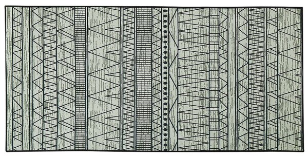 Koberec čierno-sivý polyesterový 80 x 150 cm s krátkym vlasom obdĺžnikový s geometrickým vzorom