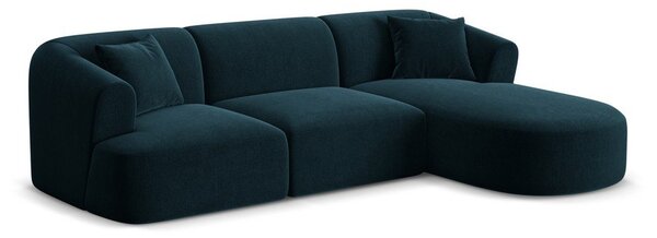 Zamatová rohová pohovka v petrolejovej farbe (pravý roh/s leňoškou) Campi – Cosmopolitan Design