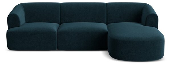 Zamatová rohová pohovka v petrolejovej farbe (pravý roh/s leňoškou) Campi – Cosmopolitan Design