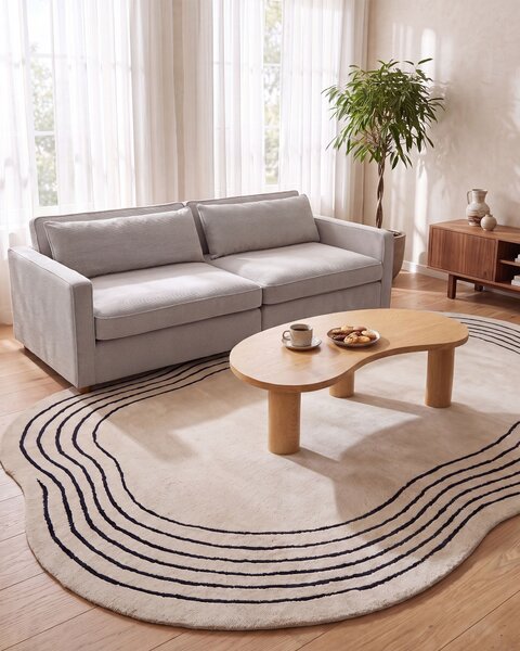 Koberec béžový viskóza a vlna nepravidelný tvar 200 x 300 cm moderný glamour štýl