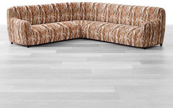 Bielastické poťahy OCEANO NOVÉ tehlové rohová sedačka (š. 350 - 530 cm)