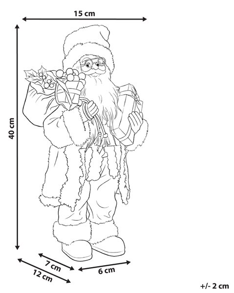 Dekoratívna figúrka biela a zlatá látka syntetický materiál vianočná dekorácia Santa Claus Mikuláš ozdoba