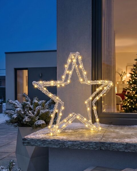 LED dekorácia biela akryl 32 x 6 x 31 cm vianočná hviezda izbové a vonkajšie vianočné ozdoby moderný štýl doplnky