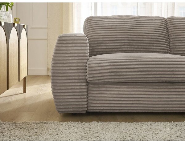 Taupe menčestrová pohovka na každodenné spanie/rozkladacia 220 cm Hugo – Bobochic Paris