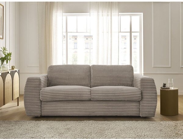 Taupe menčestrová pohovka na každodenné spanie/rozkladacia 220 cm Hugo – Bobochic Paris