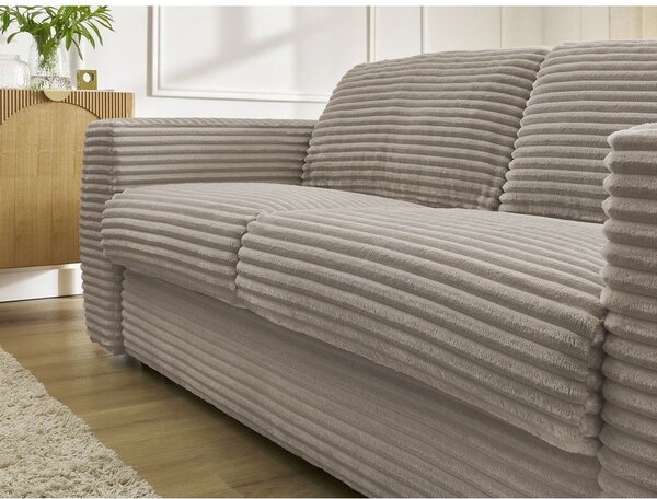 Taupe menčestrová pohovka na každodenné spanie/rozkladacia 220 cm Hugo – Bobochic Paris