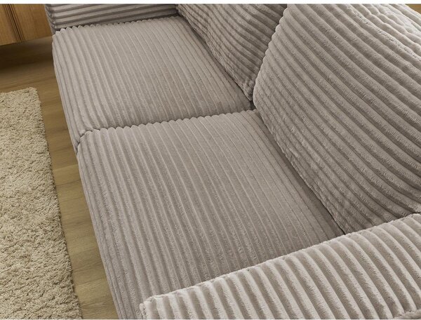 Taupe menčestrová pohovka na každodenné spanie/rozkladacia 220 cm Hugo – Bobochic Paris