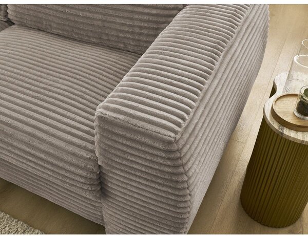 Taupe menčestrová pohovka na každodenné spanie/rozkladacia 220 cm Hugo – Bobochic Paris