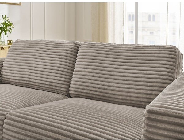 Taupe menčestrová pohovka na každodenné spanie/rozkladacia 220 cm Hugo – Bobochic Paris