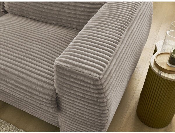 Taupe menčestrová pohovka na každodenné spanie/rozkladacia 220 cm Hugo – Bobochic Paris