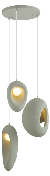 Japandi Pendant Lamp White with Organic Light Green Shade 3-Light - Moonstone