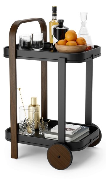 SERVÍROVACÍ VOZÍK, čierna, farba vlašského orecha, 44/80/50 cm Umbra - Barový nábytok, Online Only