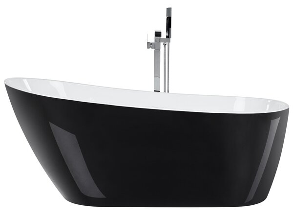 Voľne stojaca vaňa čierna sanitárny akrylát 170 x 78 cm oválny tvar moderný štýl kúpeľňa