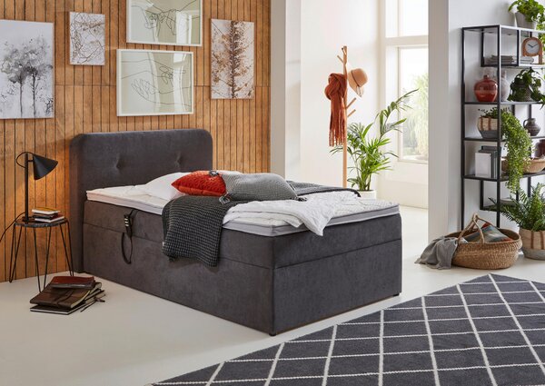 BOXSPRINGOVÁ POSTEĽ, 100/200 cm, sivá Livetastic - Online Only spálne, Online Only