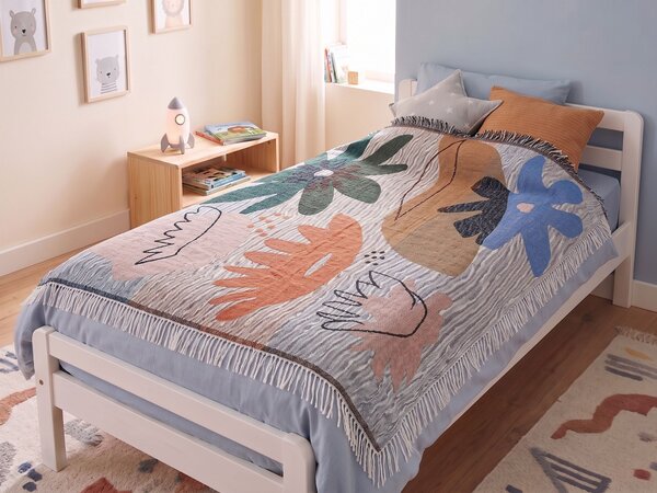Deka viacfarebná polyester akryl 130 x 170 cm obdĺžnikový tvar abstraktný vzor prikrývka so strapcami boho štýl doplnky