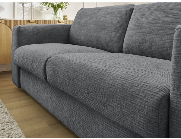 Tmavosivá ženilková pohovka na každodenné spanie/rozkladacia 220 cm Hugo – Bobochic Paris