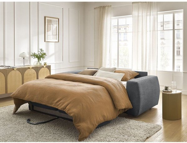 Tmavosivá ženilková pohovka na každodenné spanie/rozkladacia 220 cm Hugo – Bobochic Paris
