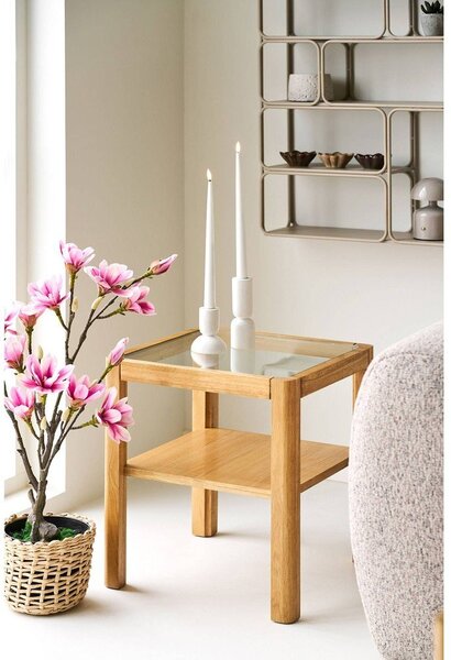 Odkladací stolík so sklenenou doskou 40x40 cm Lourmarin – House Nordic