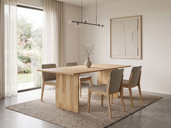 Jedálenský stôl prírodný jaseň MDF 180 x 90 cm nohy z kaučukového dreva dyhovaná doska prírodná povrchová úprava minimalistický štýl