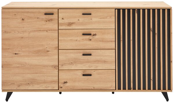 ŠIROKÁ KOMODA, čierna, farba duba, 154/86/40 cm MID.YOU - Online Only drobný nábytok, Online Only