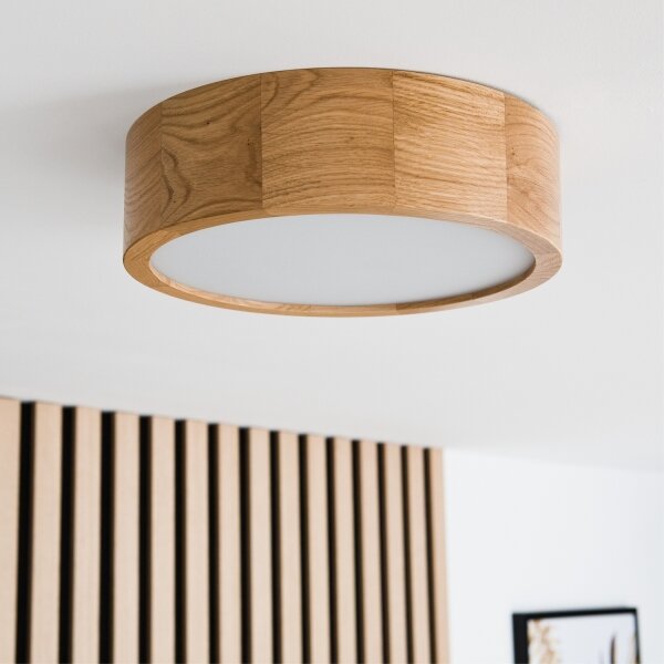 Stropné svietidlo OAK 1xE27/60W/230V dub, pr. 27,5 cm