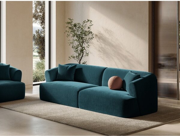 Zamatová pohovka v petrolejovej farbe 255 cm Campi – Cosmopolitan Design