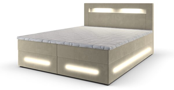 Čalúnená posteľ boxspring MANU + topper, 180x200, monolith 02