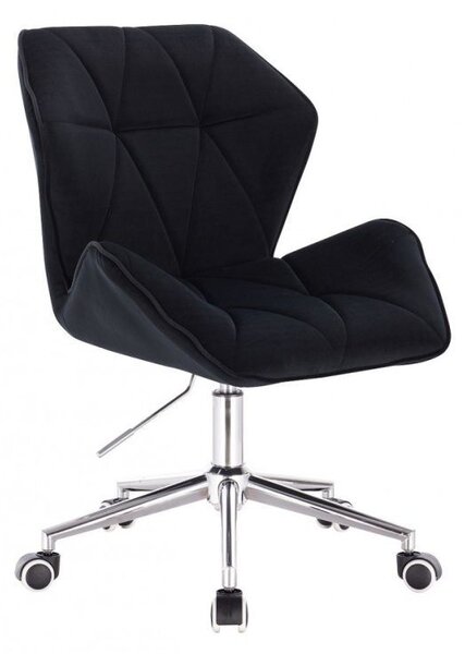LuxuryForm DESIGN Stolička MILANO MAX VELUR na striebornej podstave s kolieskami - čierna