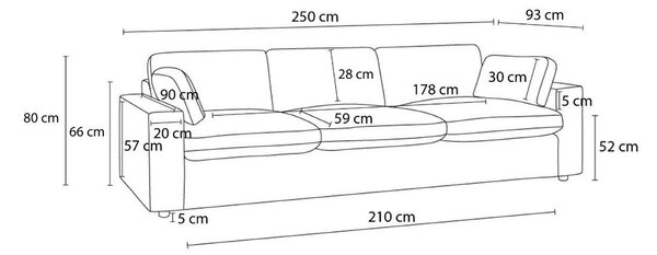 Béžová pohovka 250 cm Belair – Bobochic Paris