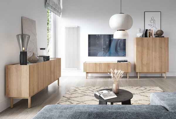 KOMODA TROJDVEROVÁ MARCIO DUB RIVIERA + MRAMOR 144 x 83 cm