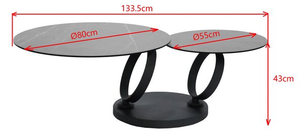 KONFERENČNÝ STOLÍK, sivá, čierna, kov, sklo, keramika, 80-133,5/80/43 cm Dieter Knoll - Stolíky do obývačky