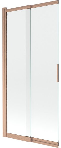 Mexen, Mexen Fox parawan nawannowy 2-skrzydłowy przesuwny 85 x 150 cm, transparent, miedź szczotkowana - 891-085-002-65-00