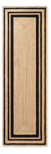 Čierny/v prírodnej farbe obojstranný/ručne tkaný jutový behúň 70x200 cm Jutta – Hanse Home