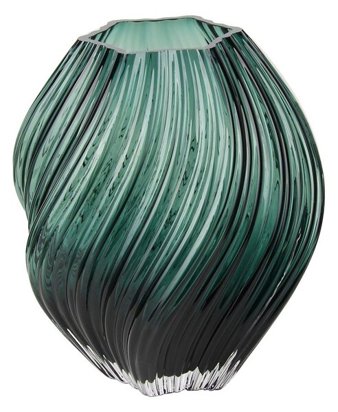 Tmavozelená sklenená ručne vyrobená váza (výška 23 cm) – House Nordic