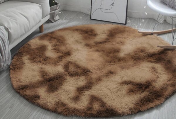 Protišmykový koberec SHAGGY ombré, hnedý kruh