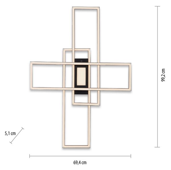 STROPNÉ LED SVIETIDLO, 99,2/69,4/5,1 cm - Interiérové svietidlá